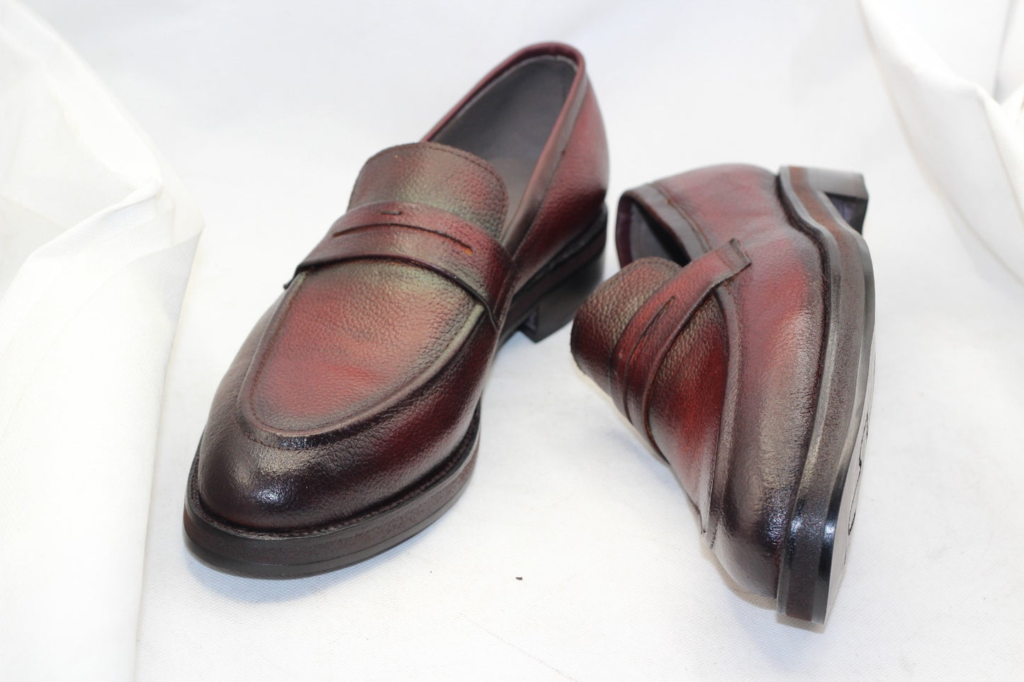 Handmade Men's Genuine Brown Leather Loafers & Slip On Moccasin Shoes