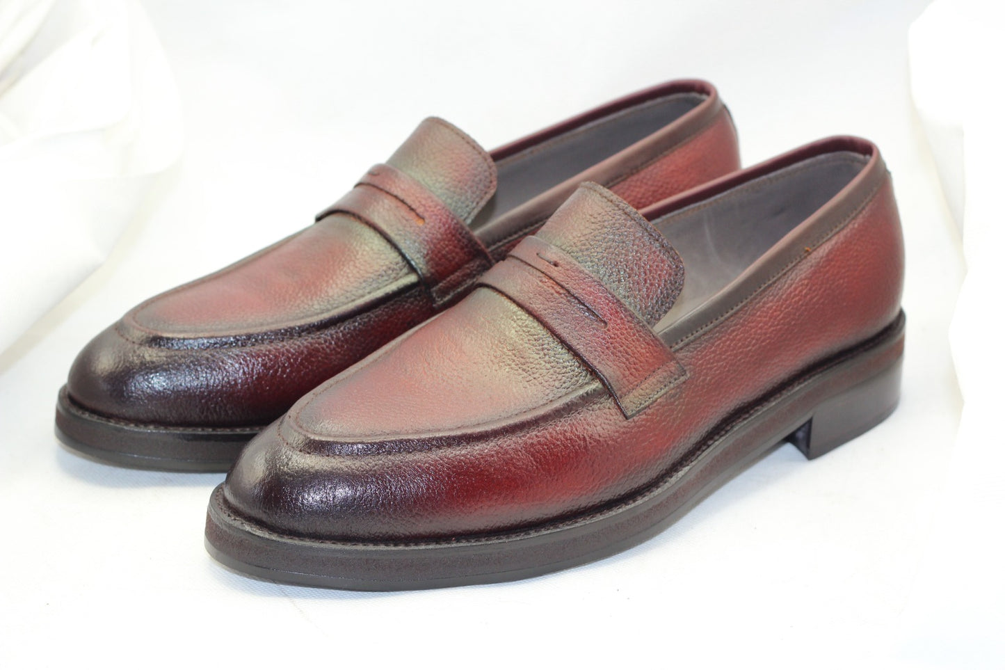 Handmade Men's Genuine Brown Leather Loafers & Slip On Moccasin Shoes