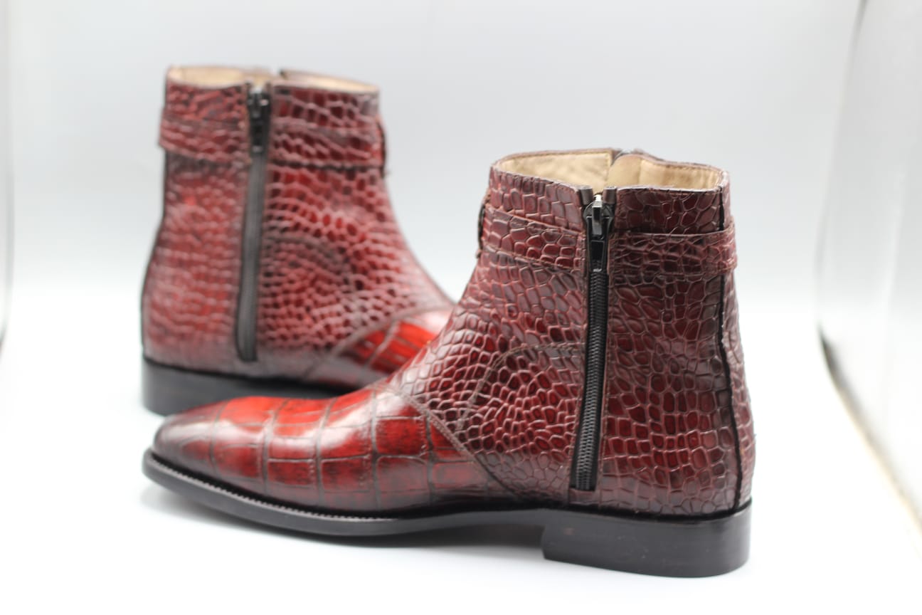 Handmade Chelsea's Red Croc Patent Leather