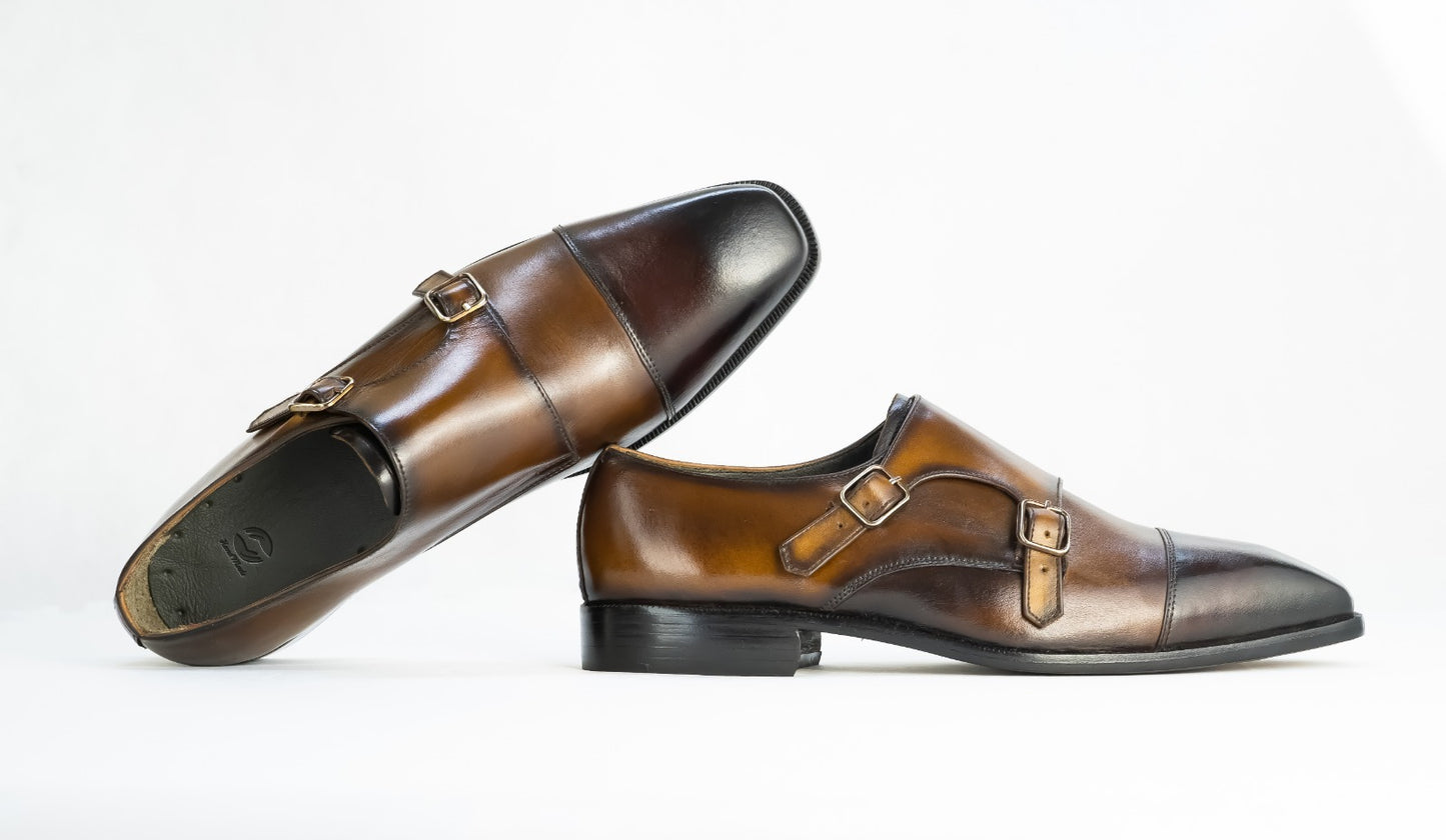 Double Buckle Strap Monk shoes