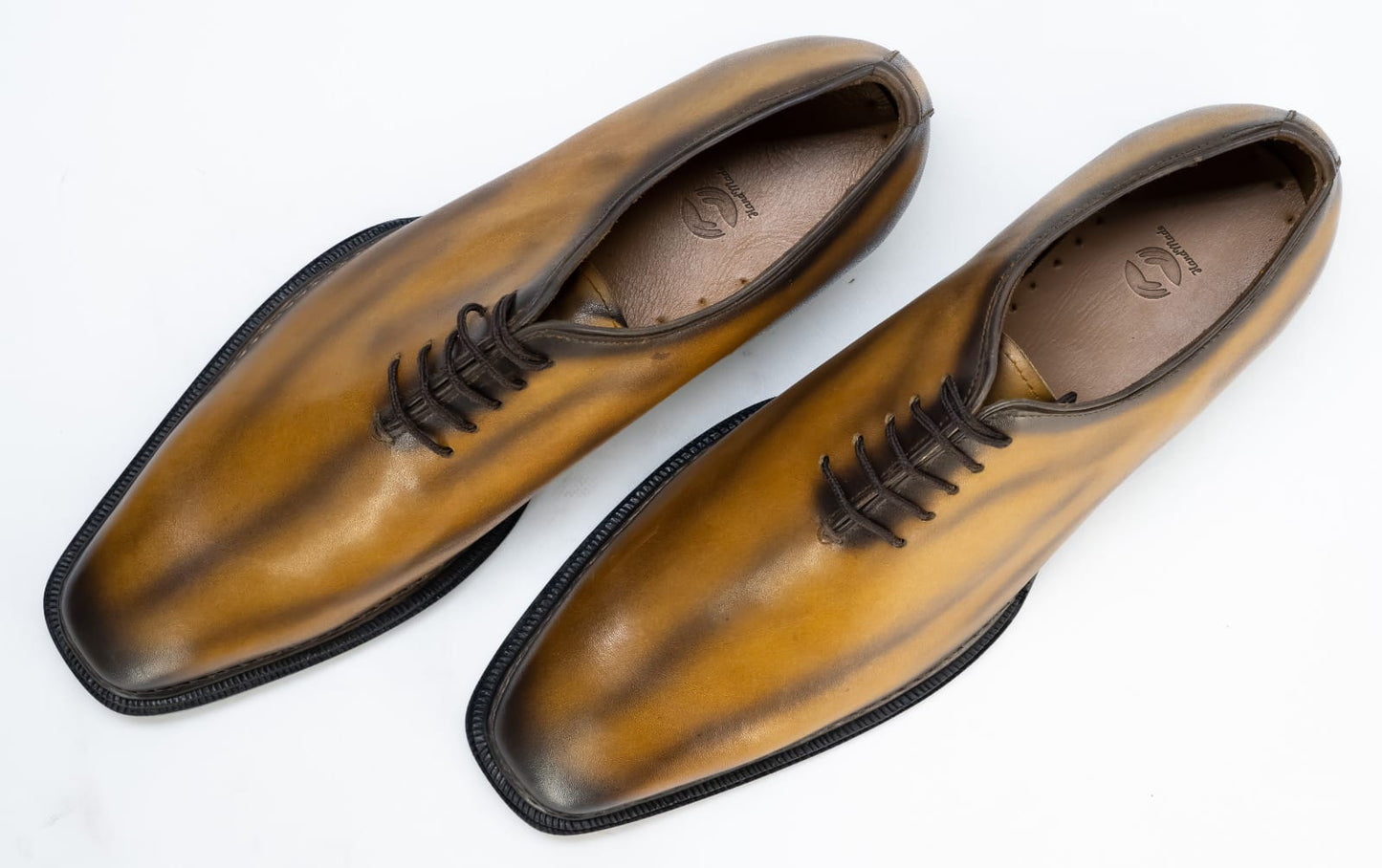 Men's Wood Color Derby Shoes with Closed lacing